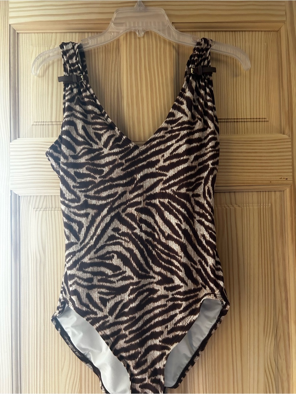 women’s Michael Kors swimsuit Zebra Print One-Piece Swimsuit - brown & Cream
